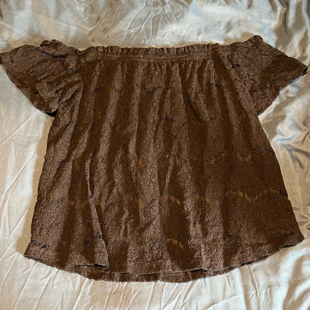 h.i.p. Black Lace Off-Shoulder Blouse